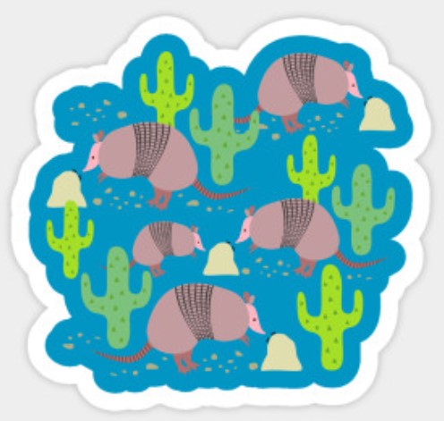 Armadillo and cactus sticker.